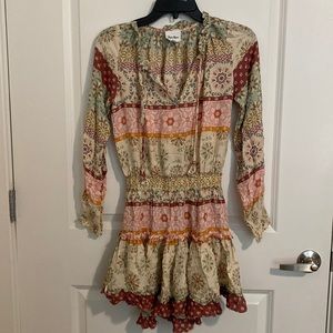 Patterned long sleeve mini dress